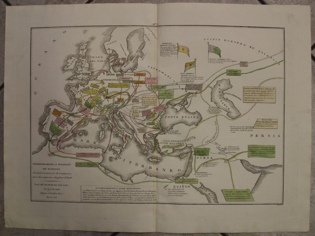 Gran mapa de las invasiones bárbaras en Europa y Asia, 1828. La Lage/Tasso