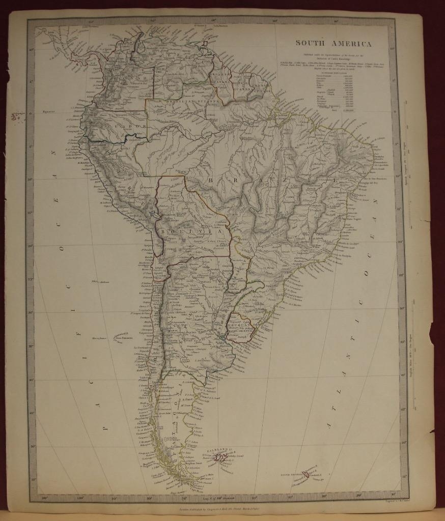 Gran mapa de América del Sur, 1842. SDUK/Walker