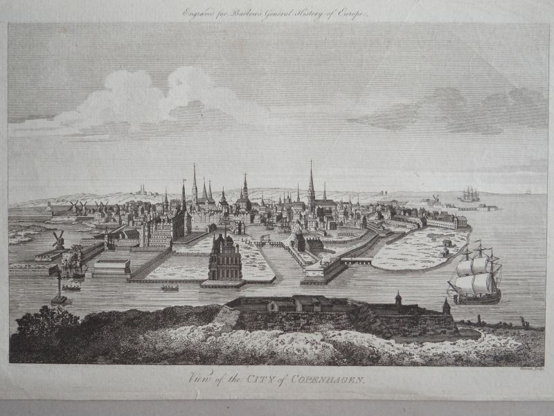 Vista de la ciudad de Copenhague (Dinamarca, Europa), ca. 1790. Barlow/Warren