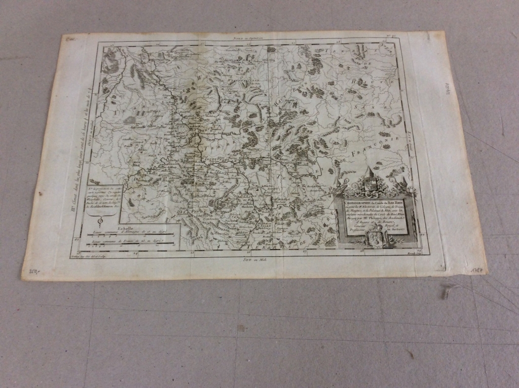 Mapa topográfico del Bajo Rhin (Alemania), 1787. Pretot/Moithey/Herault