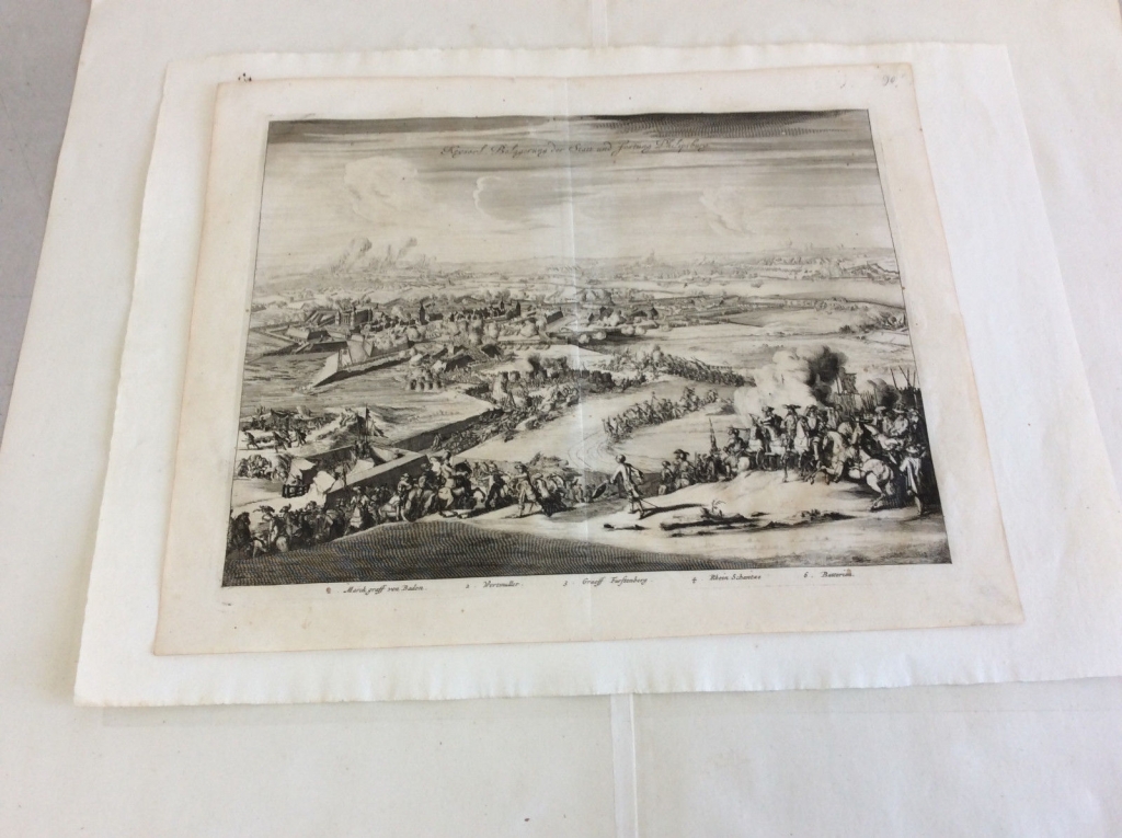 Vista de la ciudad y el asedio a la fortaleza de Philippsburg (Alemania), 1680. Merian
