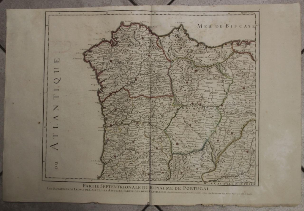 Gran mapa del norte de Portugal y Galicia, Asturias, León, ... (España), 1778. Jaillot /Dezauche
