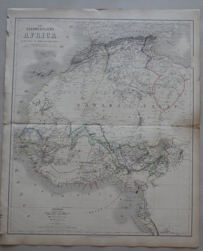 Gran mapa del norte y occidente de África, 1828. Brué