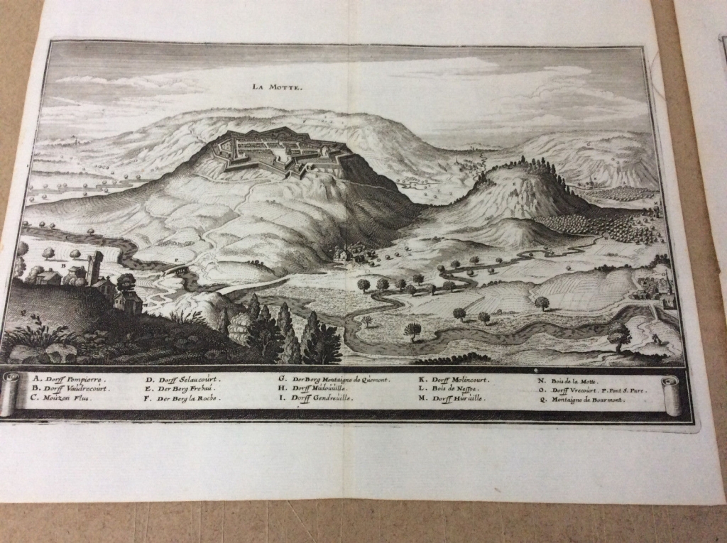 Vista de la ciudad fortificada de Motte y alrededores (Francia), 1655. Merian