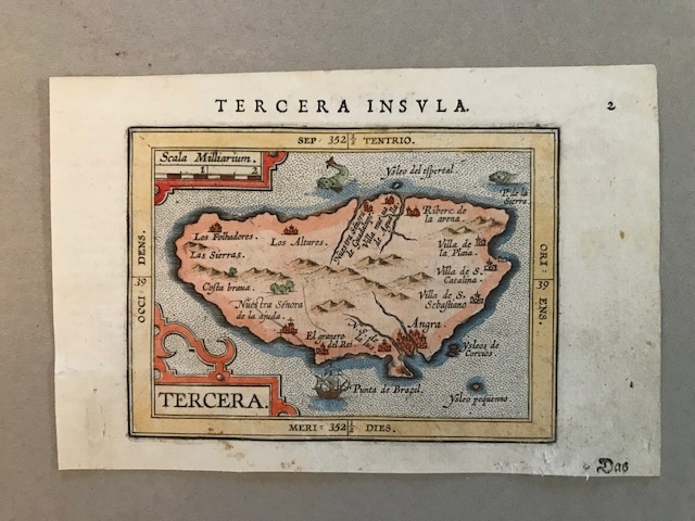 Mapa de la isla Terceira (Islas Azores, Portugal), 1604. Ortelius/Hulsius