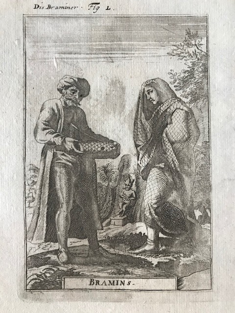 Un braham hindú y señora (India, Asia), 1719. Mallet
