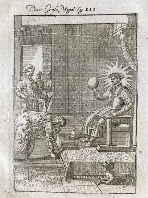 El gran Mongol en su trono y palacio, 1719. Mallet