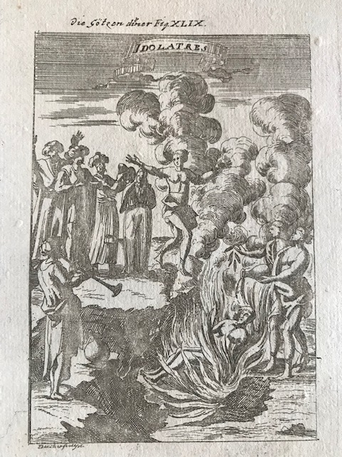 Escena ritual de idólatras en la India (Asia), 1719. Mallet