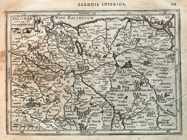 Mapa de Sajonia inferior y Meklenborg (Alemania), 1728. Mercator/Hondius