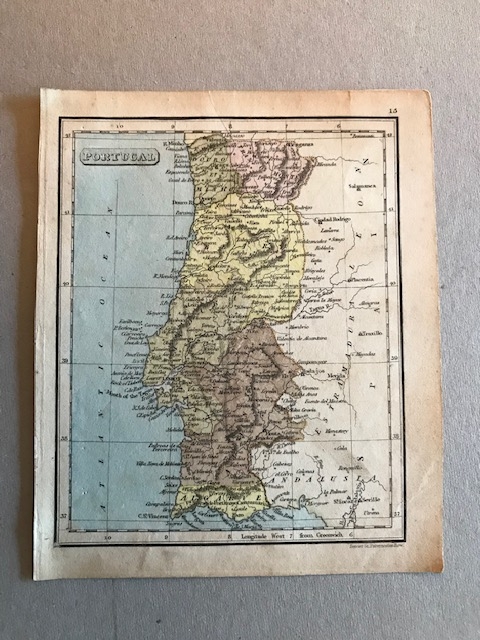 Pequeño mapa de Portugal, hacia 1850. Fenner/Paternoster