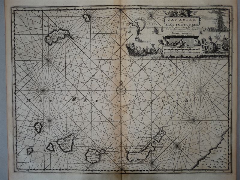 Carta náutica de las islas Canarias (España) y Madeira (Portugal), 1727. Van der Aa/Mandelslo