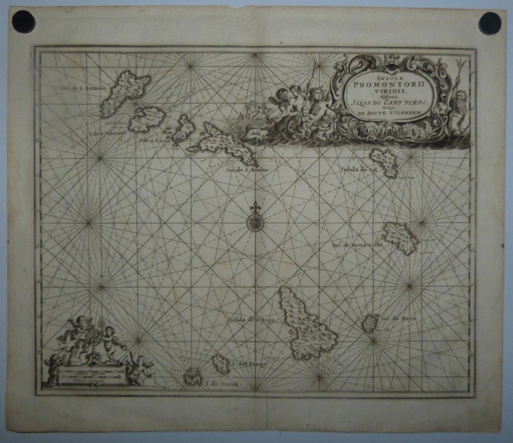 Carta náutica de las islas de Cabo Verde (África occidental), 1671. Ogilby/Dapper