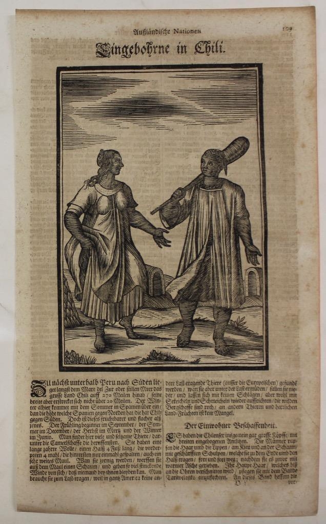 Pareja de nativos de Chile (América del Sur), 1688. Happel