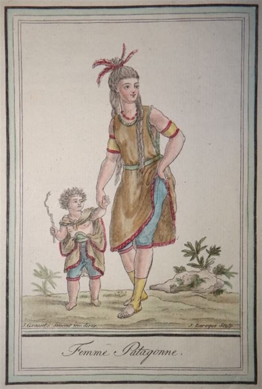 Mujer y niño Indígenas de la la Patagonia (Argentina-Chile), ca. 1797. Saint-Sauveur/ J. Laroque