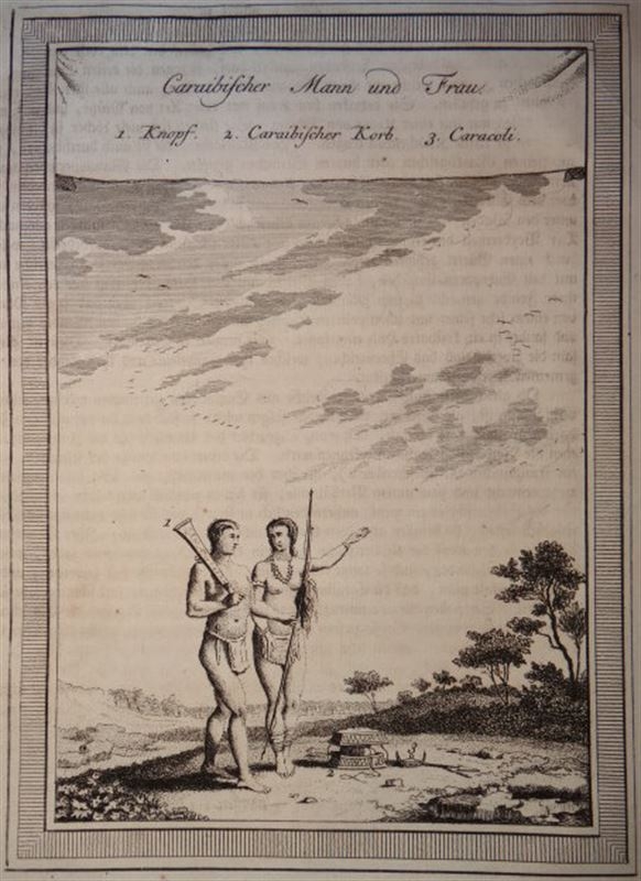 Hombre y mujer nativos del Caribe (América central), hacia 1770. Bellin/Prevost