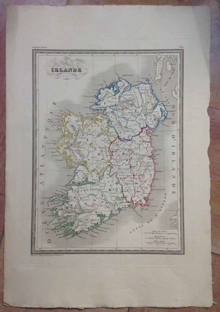 Mapa de Irlanda (Europa),1840.  Malte Brun/Thierry