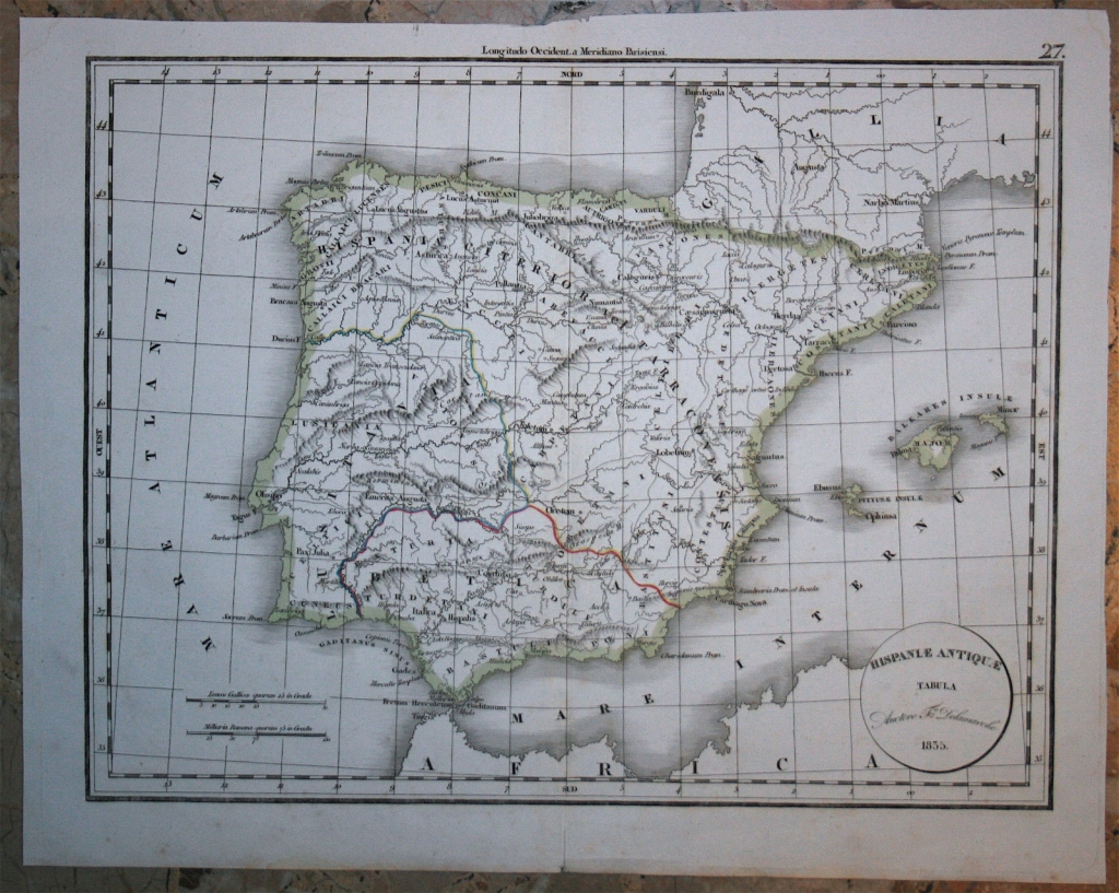 Mapa de España y Portugal antiguos, 1835. Vaugondy/Delamarche