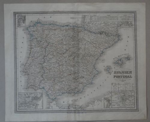 Gran mapa de España y Portugal, 1848.  Wieland