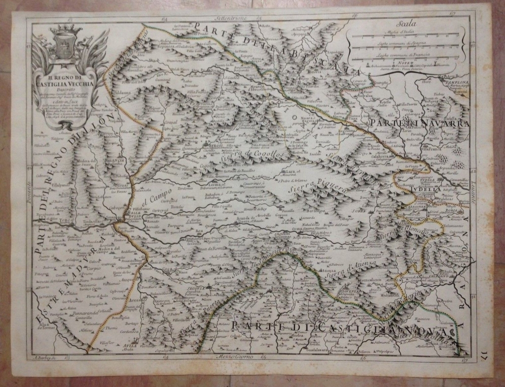 Gran mapa de Castilla (España), 1696. Rossi/Cantelli/Barbey