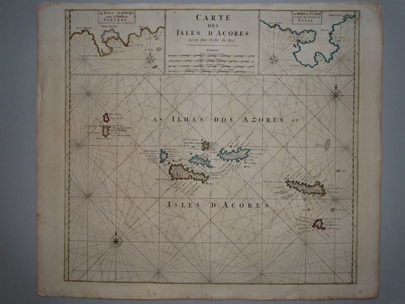 Gran carta náutica de las Islas Azores ( Océano atlántico, Portugal), 1680.  J. van Keulen
