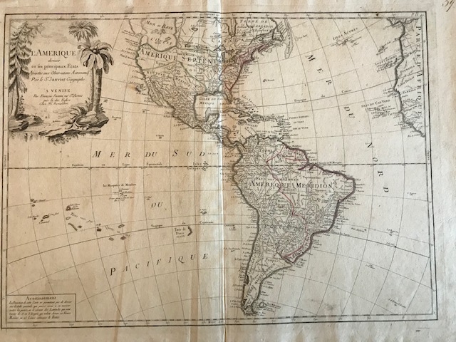 Gran mapa de América del norte, centro y sur, 1778. Janvier/Santini/Remondini
