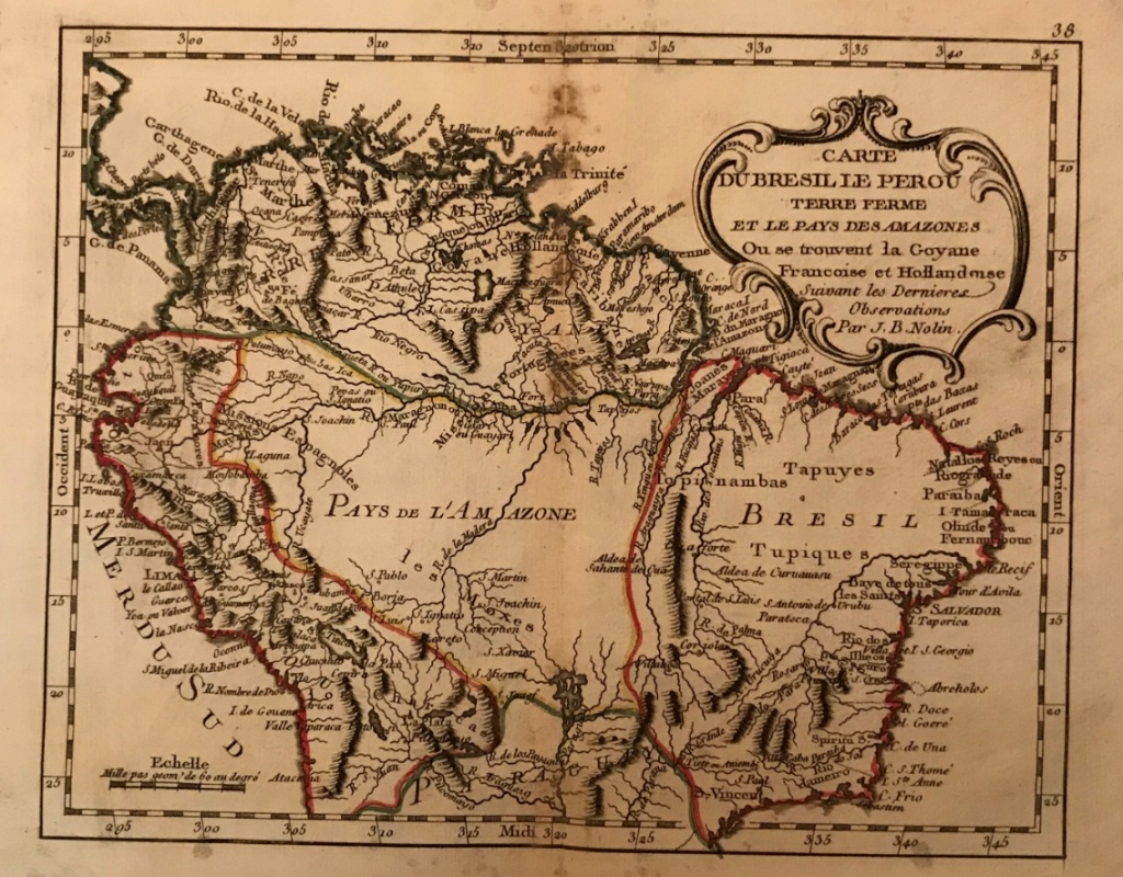 Mapa del norte de sudamérica (América del sur), 1781. Nolin/Modhare
