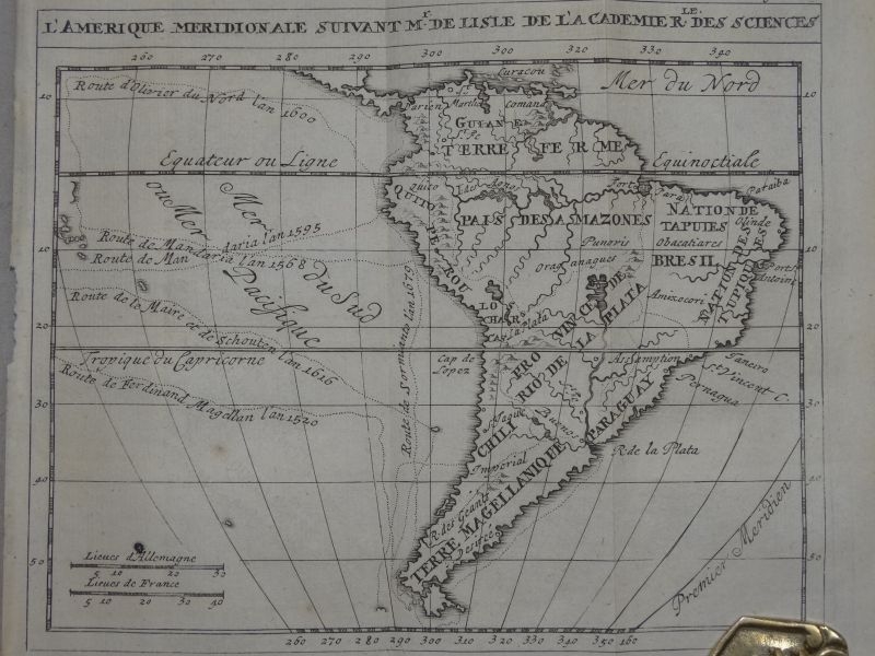 Mapa de América del Sur, 1713. Delisle /Chevingy