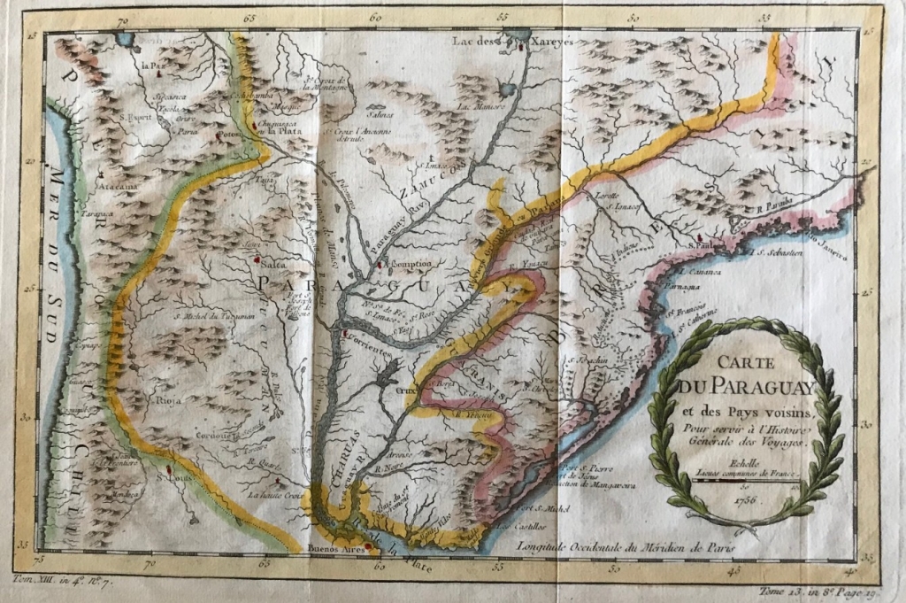 Mapa de Uruguay y Paraguay , 1756. Bellin/Prevost