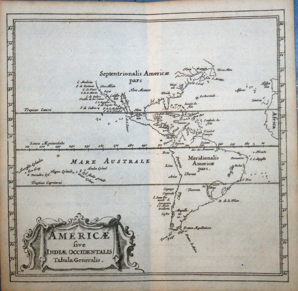 Mapa de América del norte, centro y sur, 1661. Clüver/Bertius