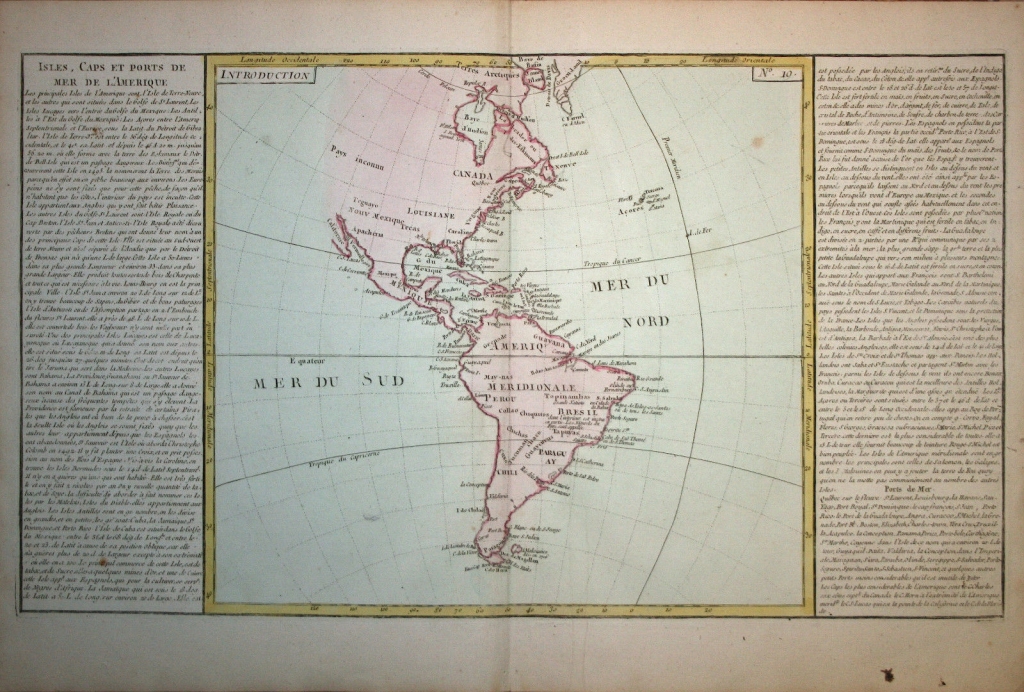 mapa de las islas, cabos y puertos de mar de América, 1785. Clouet/Mondhare