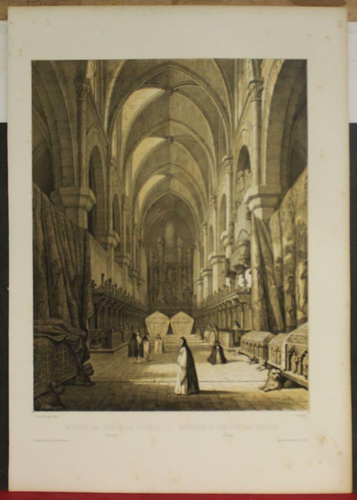 Interior del coro del monasterio de Las Huelgas de Burgos (España), 1844. Villaamil