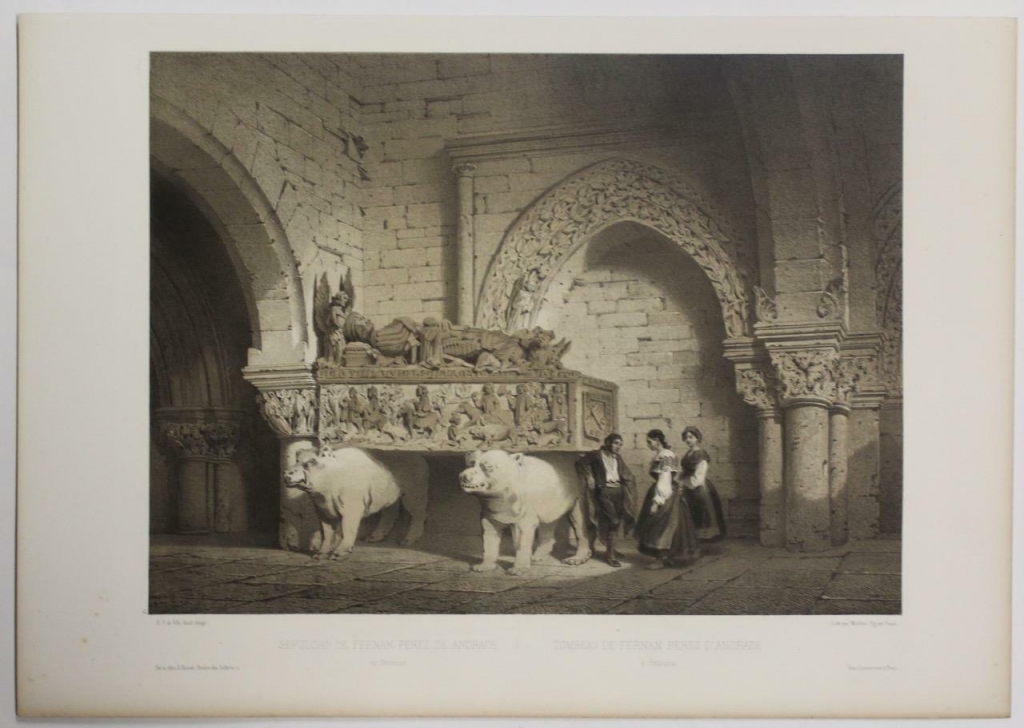 Sepulcro de Fernán Pérez de Andrade en Betanzos (A Coruña, España), 1844. Pérez Villaamil