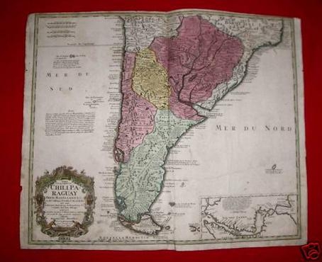 Gran mapa de Argentina, Chile, Uruguay, Paraguay, Bolivia,...1740. Delisle /Homann Heirs