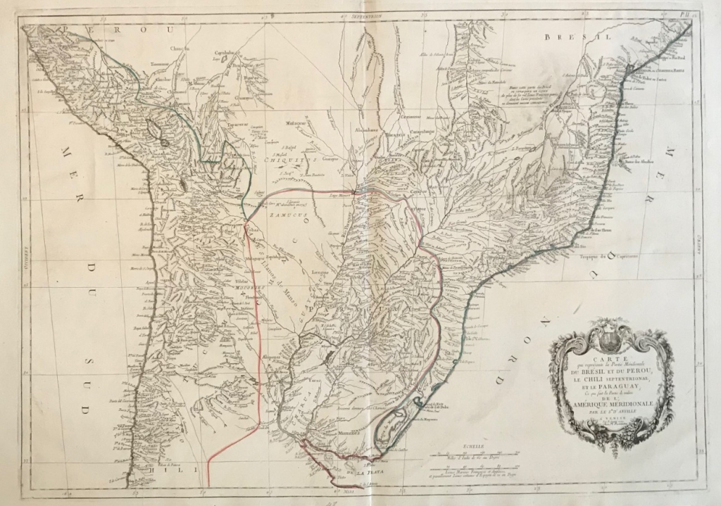 Gran mapa de Uruguay, Paraguay, Brasil, Argentina,..., 1779. Anville/Santini/Remondini