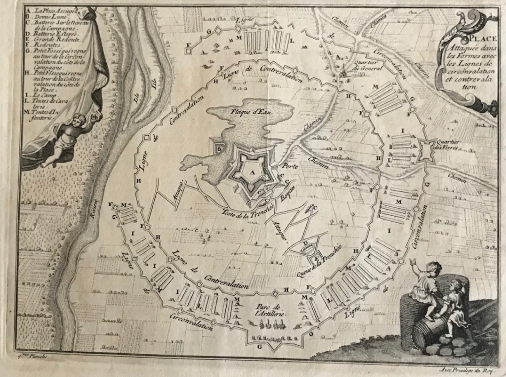 Ciudad atacada y estrategia militar del siglo XVII, 1693. Nicolas de Fer