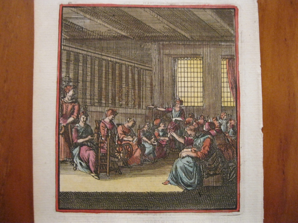 Hilatura de textiles a mano, 1699. Weigel