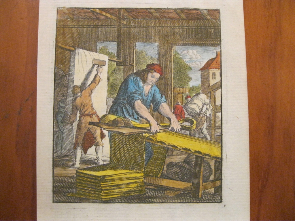 El cortador de textil en seco, 1699. Weigel