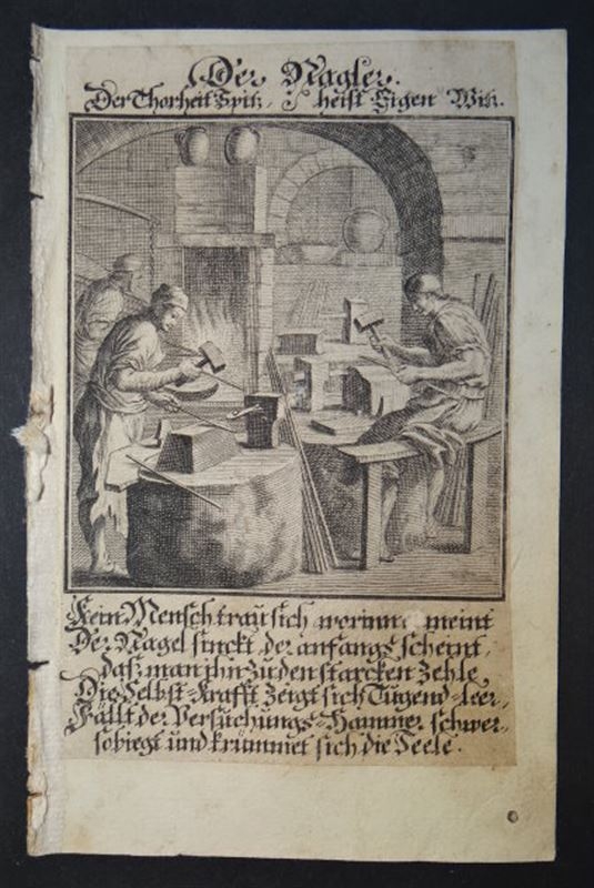 La profesión de grapador de metal, 1711. Weigel
