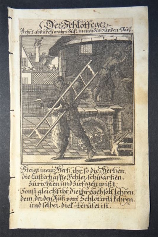 La profesión de deshollinador de chimeneas, 1711. Weigel