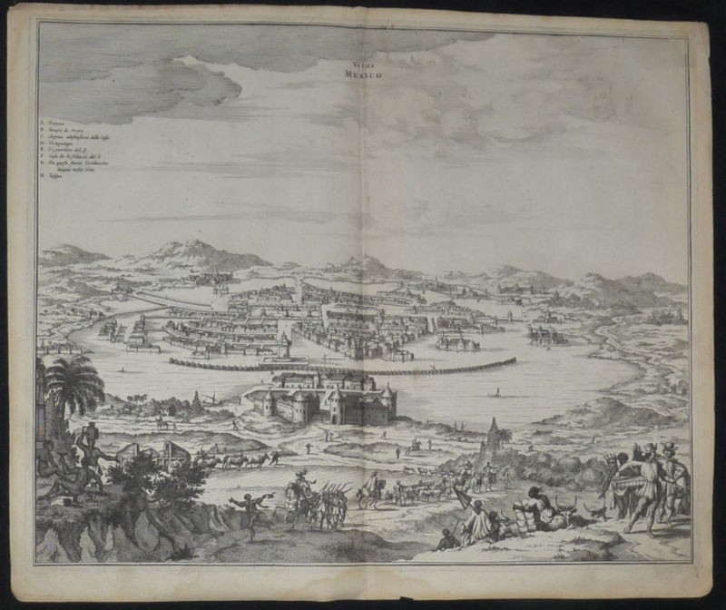 Vista de la antigua ciudad de México (América del norte), 1671. Montanus/Meurs