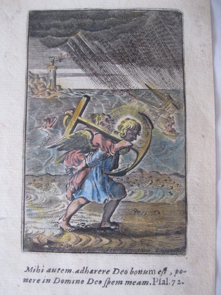 Emblema barroco con ángel portando un ancla, 1651. Christoffel