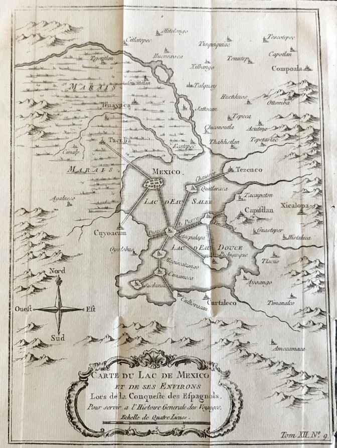 Mapa de la antigua ciudad de México (América del norte), 1754. Bellin/Prevost/Didot