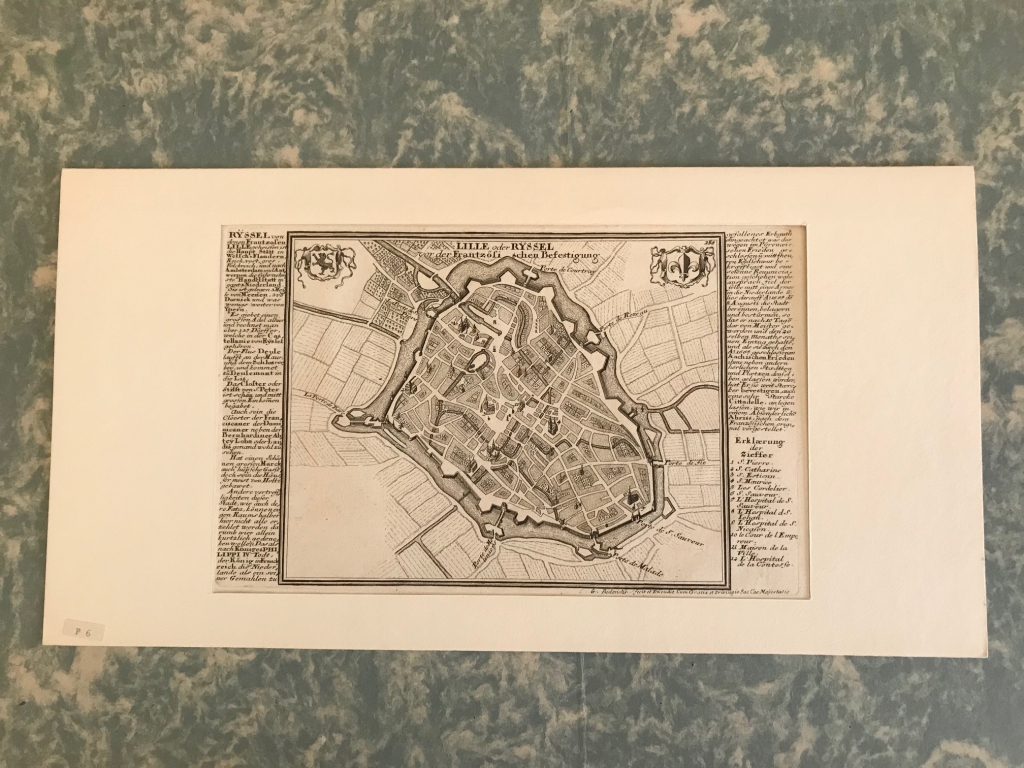 Plano de la ciudad y fortaleza de Lille e inmediaciones (Francia), hacia 1720. Gabriel Bodenehr