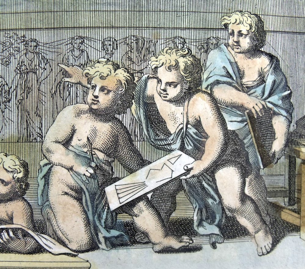 Querubines dibujando, 1679. Sandrart