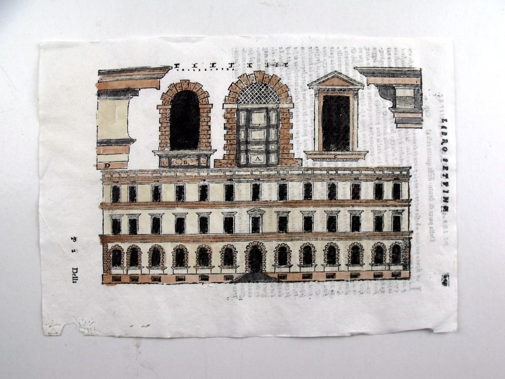 Fachada de edificio renacentista y detalles, 1565. Serlio