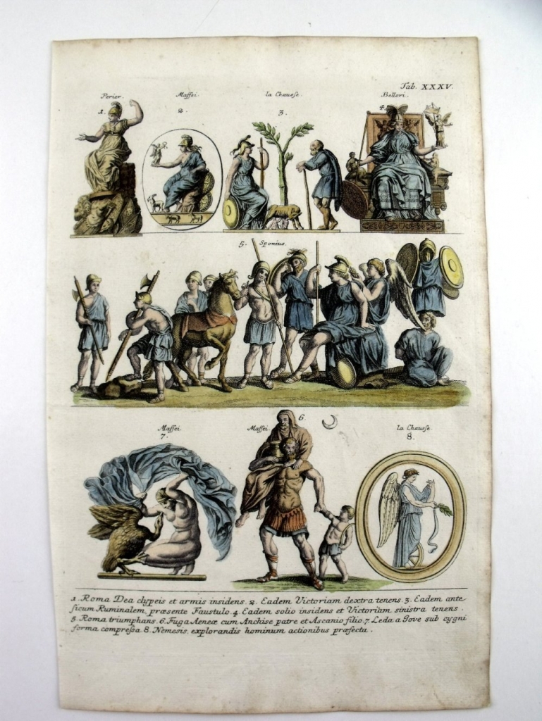 Mitología clásica y soldados romanos, 1757. Montfaucon