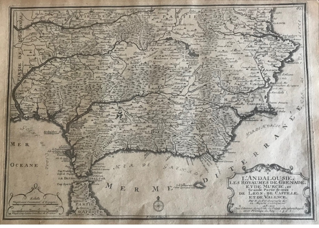 Andalucía, Murcia, Extremadura, Castilla y Valencia (España), 1705. N. de Fer/Starck