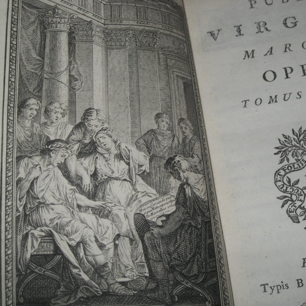 Obras de Publio Virgilio, 1767. 2 Tomos. Contiene 17 grabados