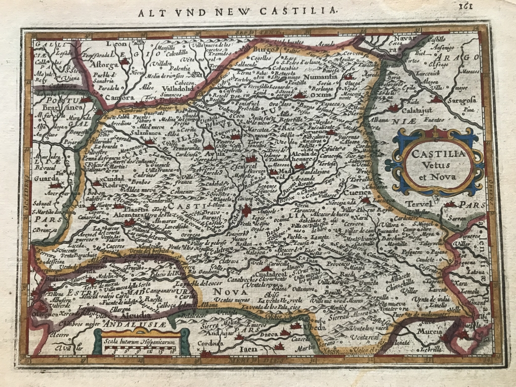 Mapa de la antigua Castilla (España), 1628. Mercator/Jansonius