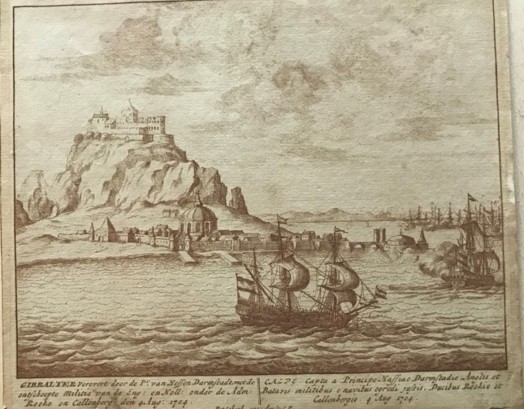 Conquista de Gibraltar (sur de España) en 1704, hacia 1710. Peter Schenk